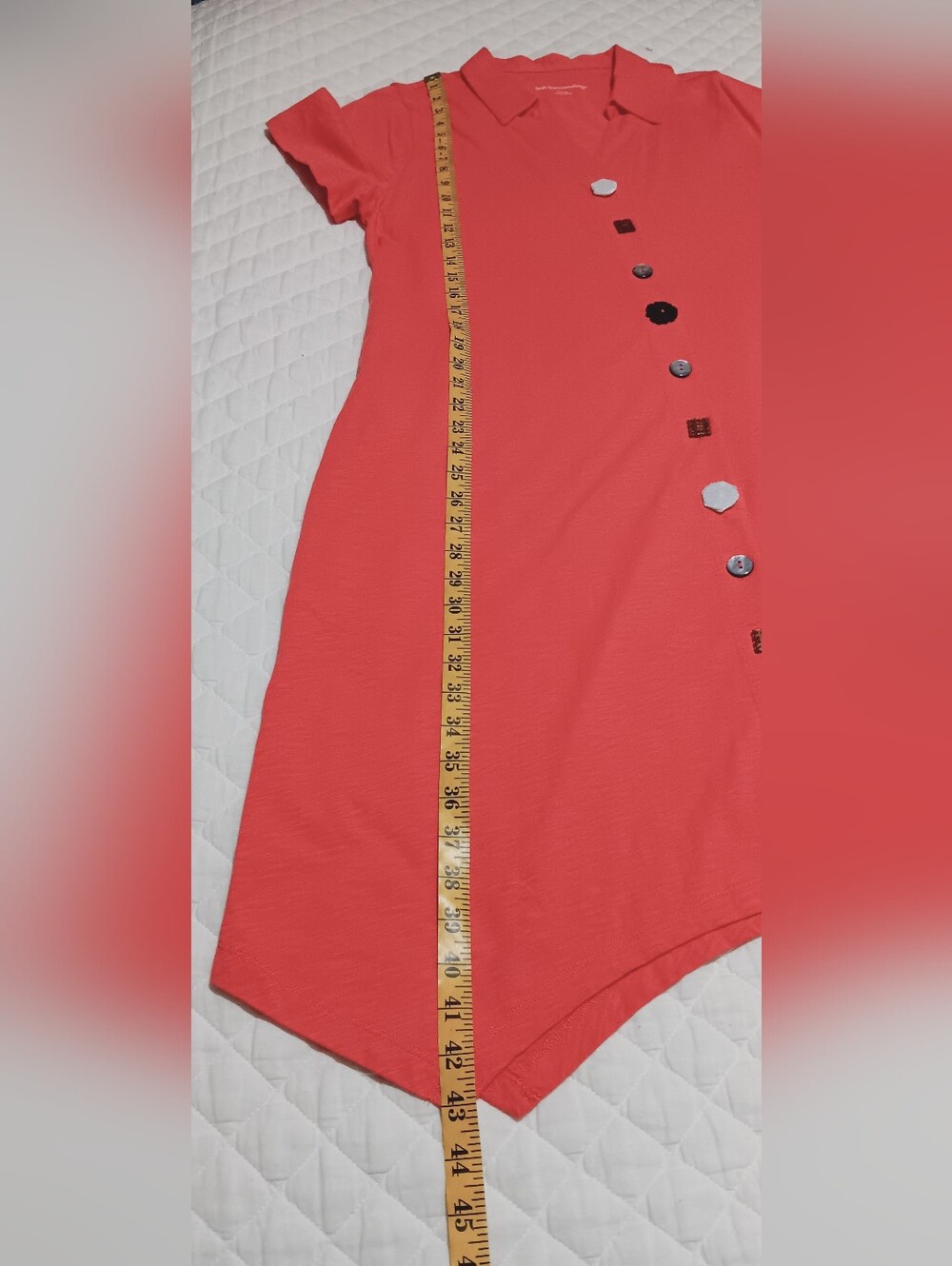NWOT Soft Surroundings Danielle Button  Coral T-shirt Dress with pockets Size XL - Picture 9 of 11